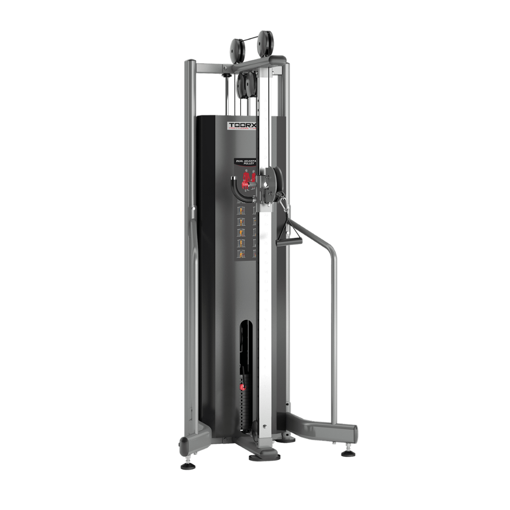 CSX-4000 SINGLE PULLEY - CSX-4000 - PACCO PESI 1x100 kg in acciaio. Carter di protezione integrale &nbsp;DOTAZIONE coppia maniglie pulley, coppia cavigliere per trazioni, 2 lat bar &nbsp;SISTEMA DI CARRUCOLE E PULEGGE con cuscinetti PREMIUM GRADE in lega d'acciaio per garantire uno scorrimento preciso e progressivo. Cavi in acciaio rivestiti in poliuretano &nbsp;MUSCOLI COINVOLTI Upper body - Glutei